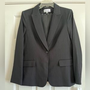 NWT$199 CALVIN KLEIN black pinstripe suit blazer 12 L